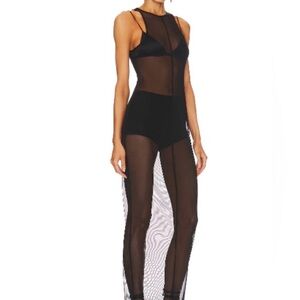 Amanda Uprichard x Revolve Oren sheer black mesh maxi dress size S